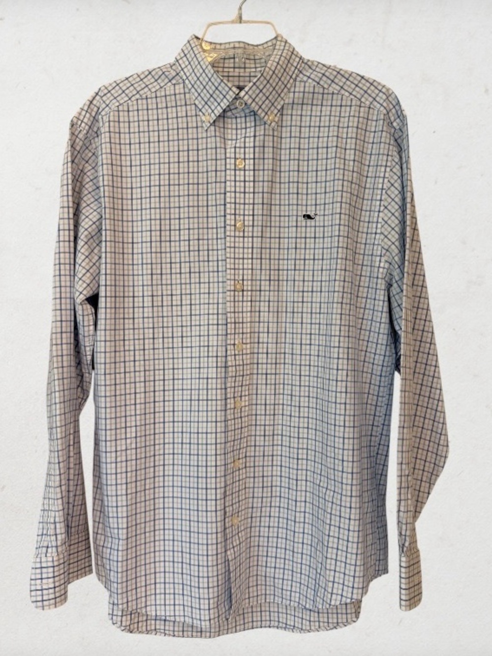 Vineyard Vines Men’s Classic Fit Whale Button Down Shirt Plaid, White Blue, Sz M - Picture 1 of 12